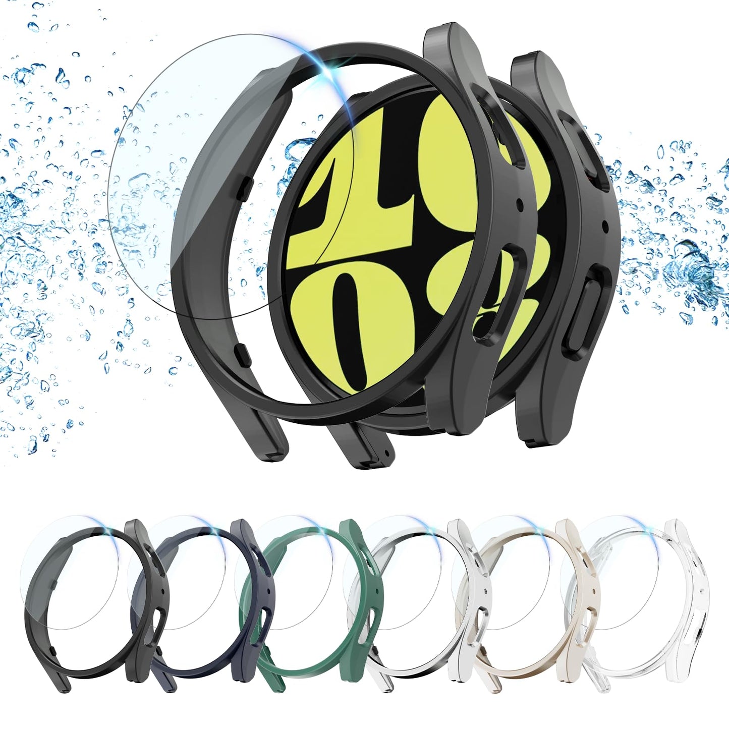 Rc-Z for Samsung Galaxy Watch 6 40mm Screen Protector Case, 4-Pack Protective Hard PC Face Cover Replacement Bumper Accessories for Samsung Galaxy