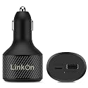 LinkOn 112W USB C Car Charger PD 3.0 (90W) PPS + USB A QC 3.0 (18W) - Fast Dual Port Car Adapter Compatible with MacBook, Dell, HP, iPad, iPhone