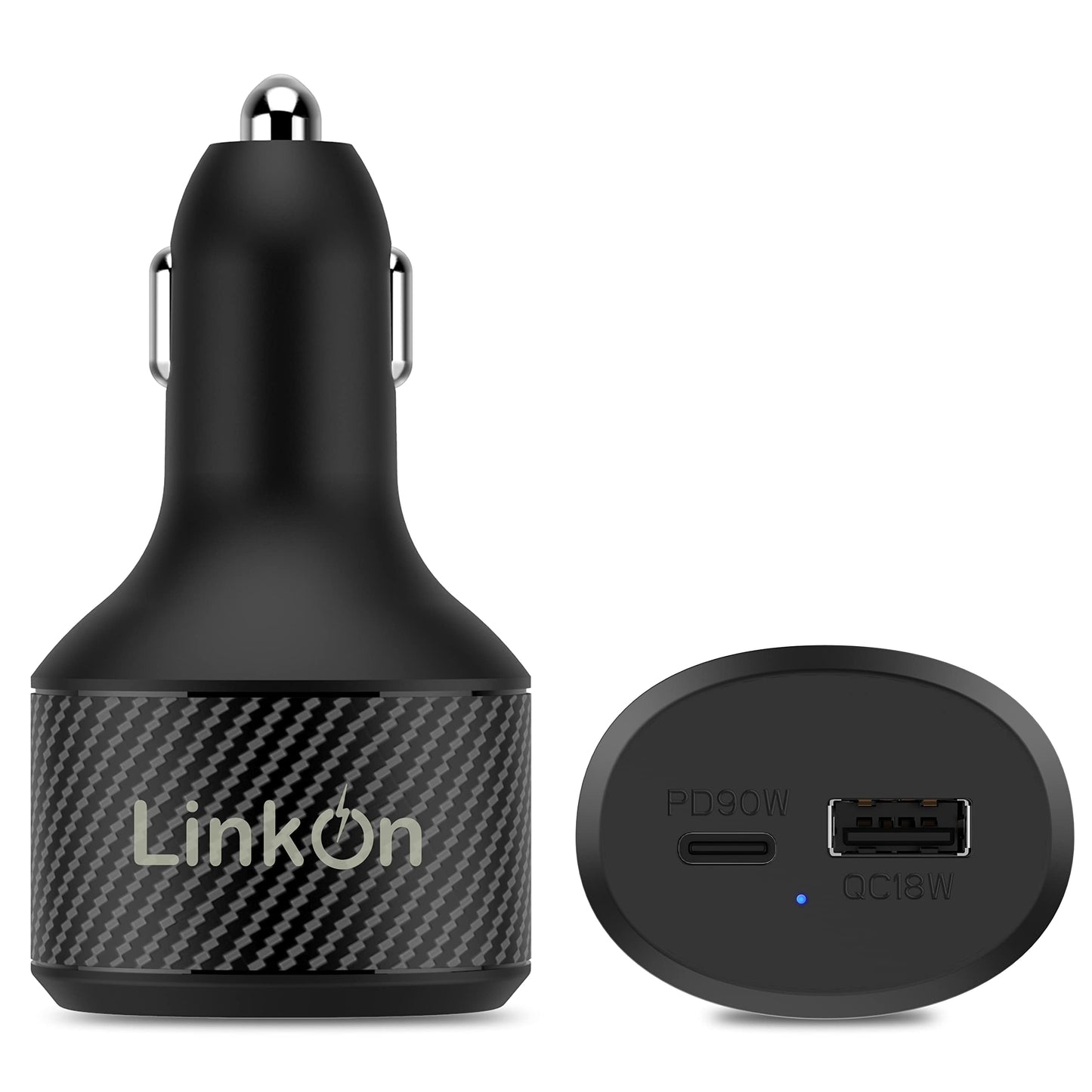 LinkOn 112W USB C Car Charger PD 3.0 (90W) PPS + USB A QC 3.0 (18W) - Fast Dual Port Car Adapter Compatible with MacBook, Dell, HP, iPad, iPhone