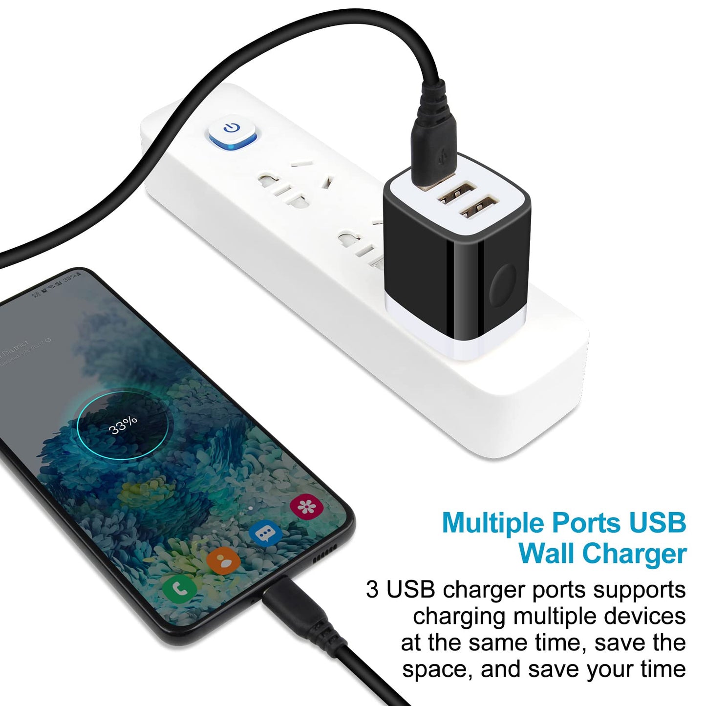 USB Wall Charger, 18W 3Amp Fast Cube Charger Block - Compatible iPhone 15/14/13/12/11/Xs/XR/X/8/7/6, Samsung A14 A13 A53 S23 S22 S21 S10 S9 S8