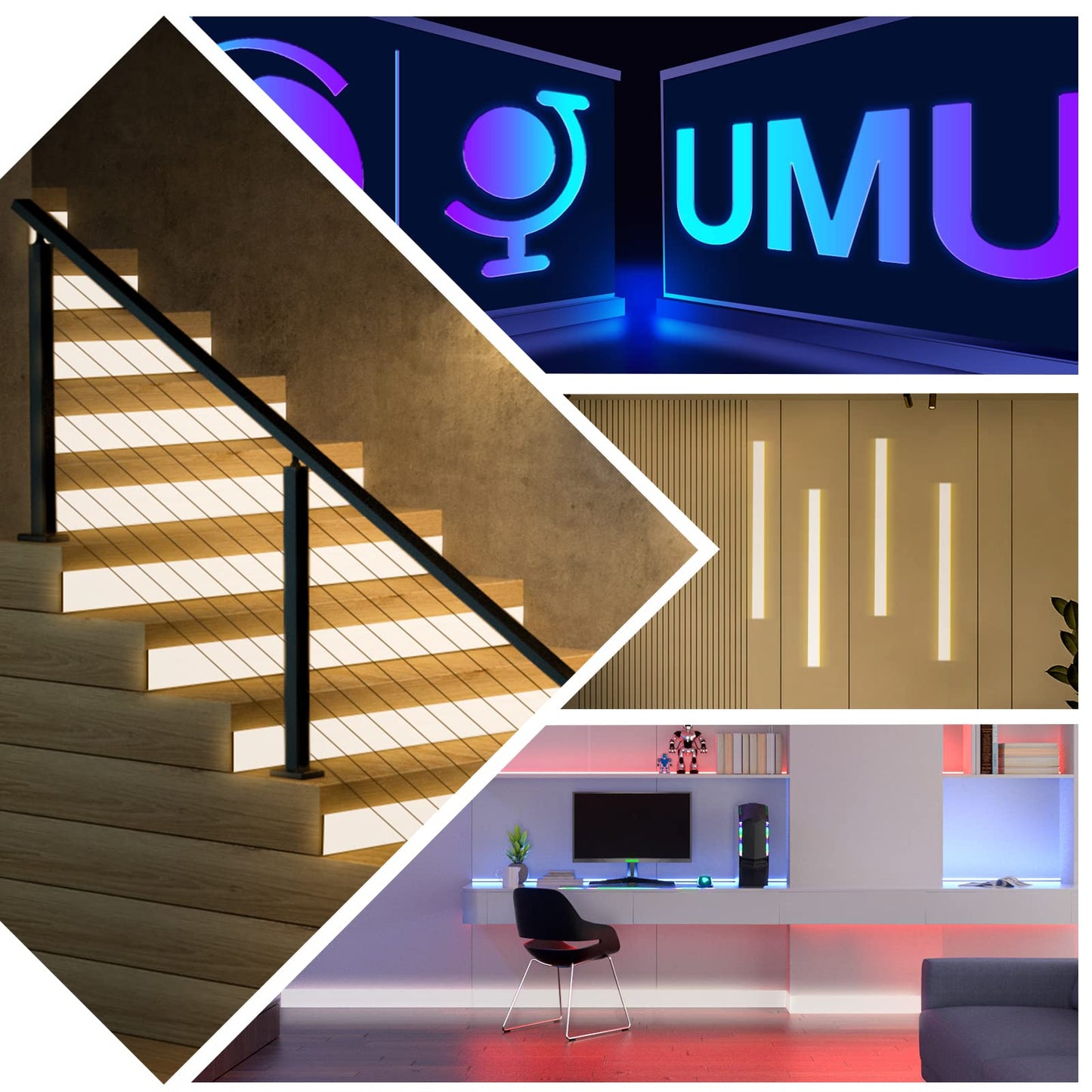 Muzata 2Pack 4FT/1.2M Spotless Aluminum LED Baseboard Lighting Frosted LED Strip Light Diffuser Neon Skirting Board Indoor Mood Lighting Baseboard