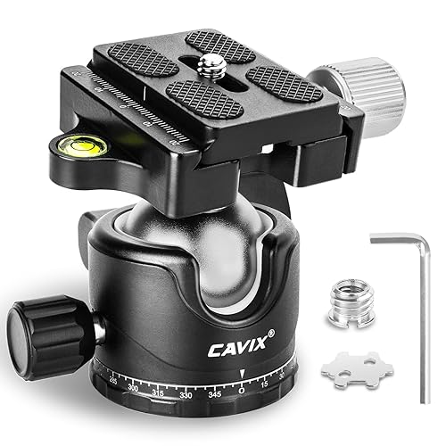 Ball Head Mount, CAVIX 36mm Ball Head Camera Tripod Head with 1/4“ Arca Swiss Quick Release Plate for Tripod, Monopod, DSLR, Camera,Load 33lb/15kg