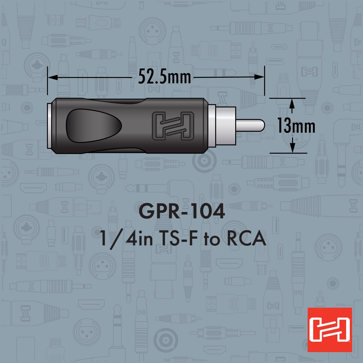 Hosa GPR-104 Adaptor, 1/4 Inch TS to RCA