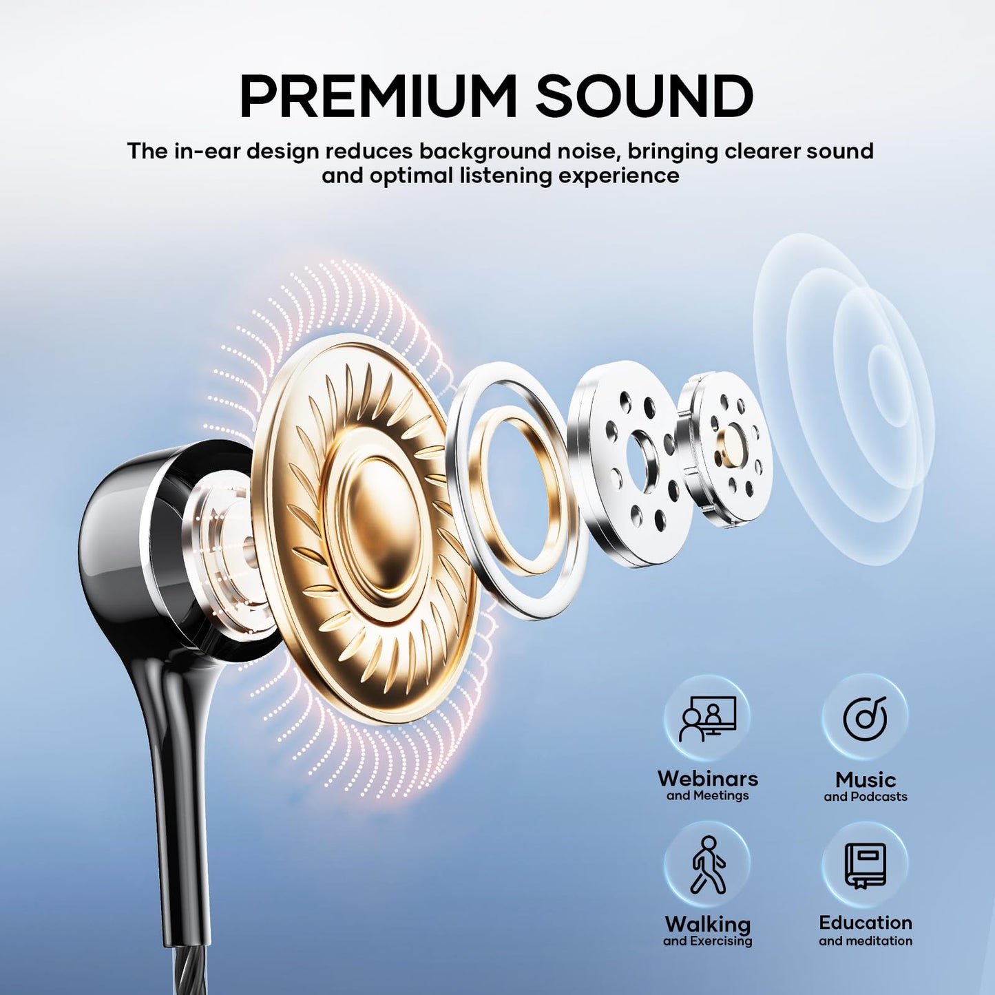 LWZCAM Wired Earbud 5 Pack with 3.5mm Stereo Headphones with Microphone