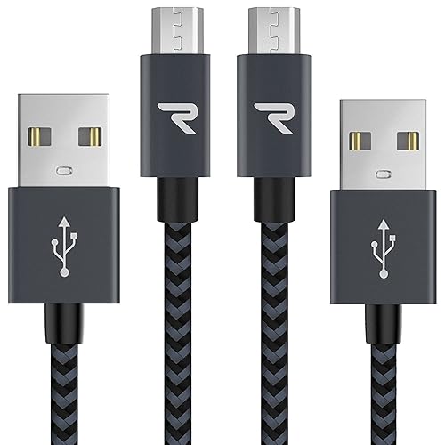 RAMPOW Micro USB Cable [2 Pack/3.3ft] QC 3.0 Fast Charging & Sync Android Charger, Braided Nylon Micro USB Cables for Samsung Galaxy S7/S6 and Edge