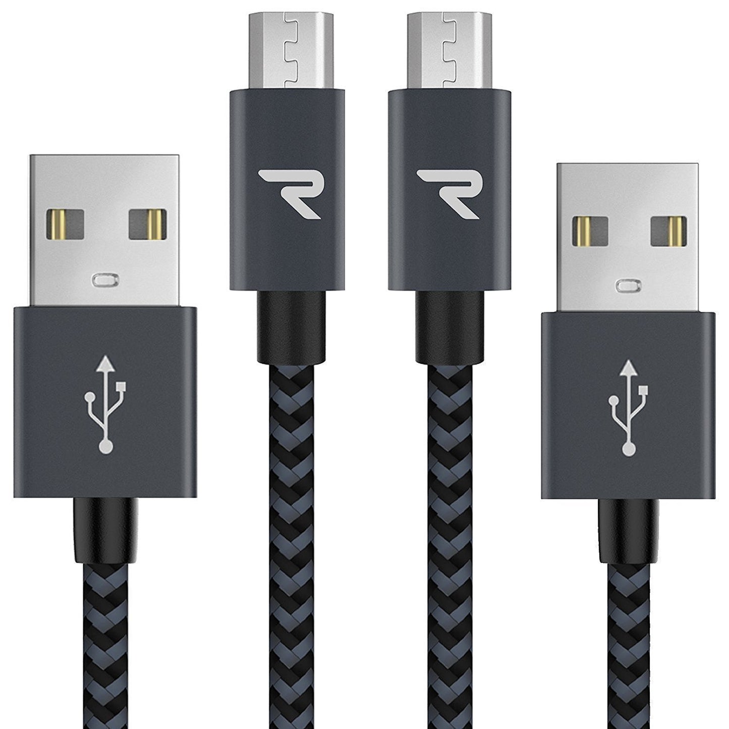 RAMPOW Micro USB Cable [2 Pack/3.3ft] QC 3.0 Fast Charging & Sync Android Charger, Braided Nylon Micro USB Cables for Samsung Galaxy S7/S6 and Edge