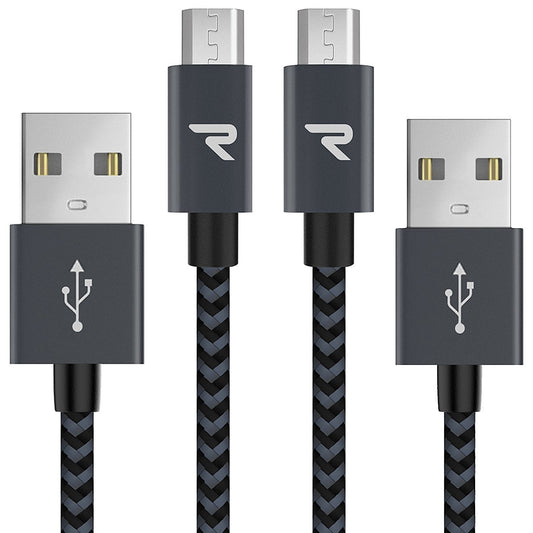 RAMPOW Micro USB Cable [2 Pack/3.3ft] QC 3.0 Fast Charging & Sync Android Charger, Braided Nylon Micro USB Cables for Samsung Galaxy S7/S6 and Edge