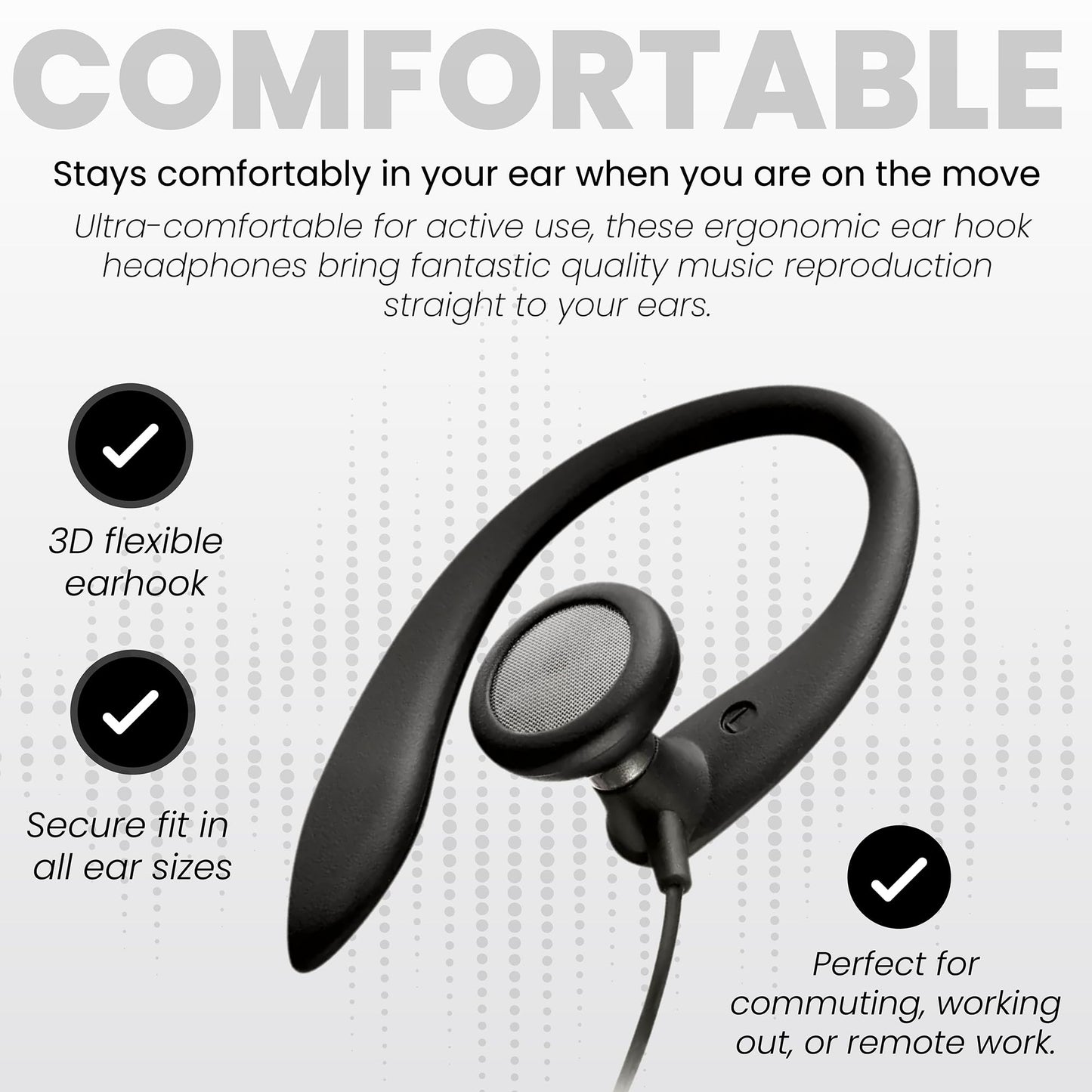 Philips SHS3200BK Flexible Earhook Headphones, Black