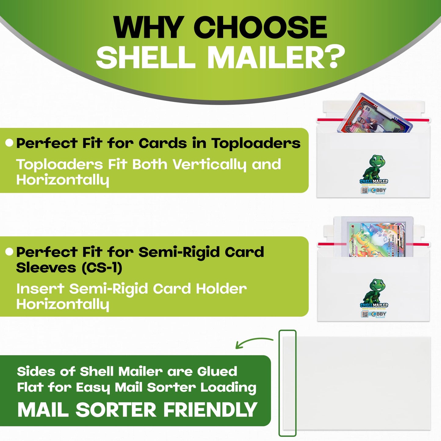 1 Pack Shell Mailer Trading Card Envelopes by Hobby Armor, 7" x 4.35" Trading Card Mailers for Shipping, Perfect Sized Shipping Envelope for Mailing