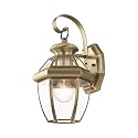 Livex Lighting 2051-01 Monterey 1 Light Outdoor Antique Brass Finish Solid Brass Wall Lantern with Clear Beveled Glass