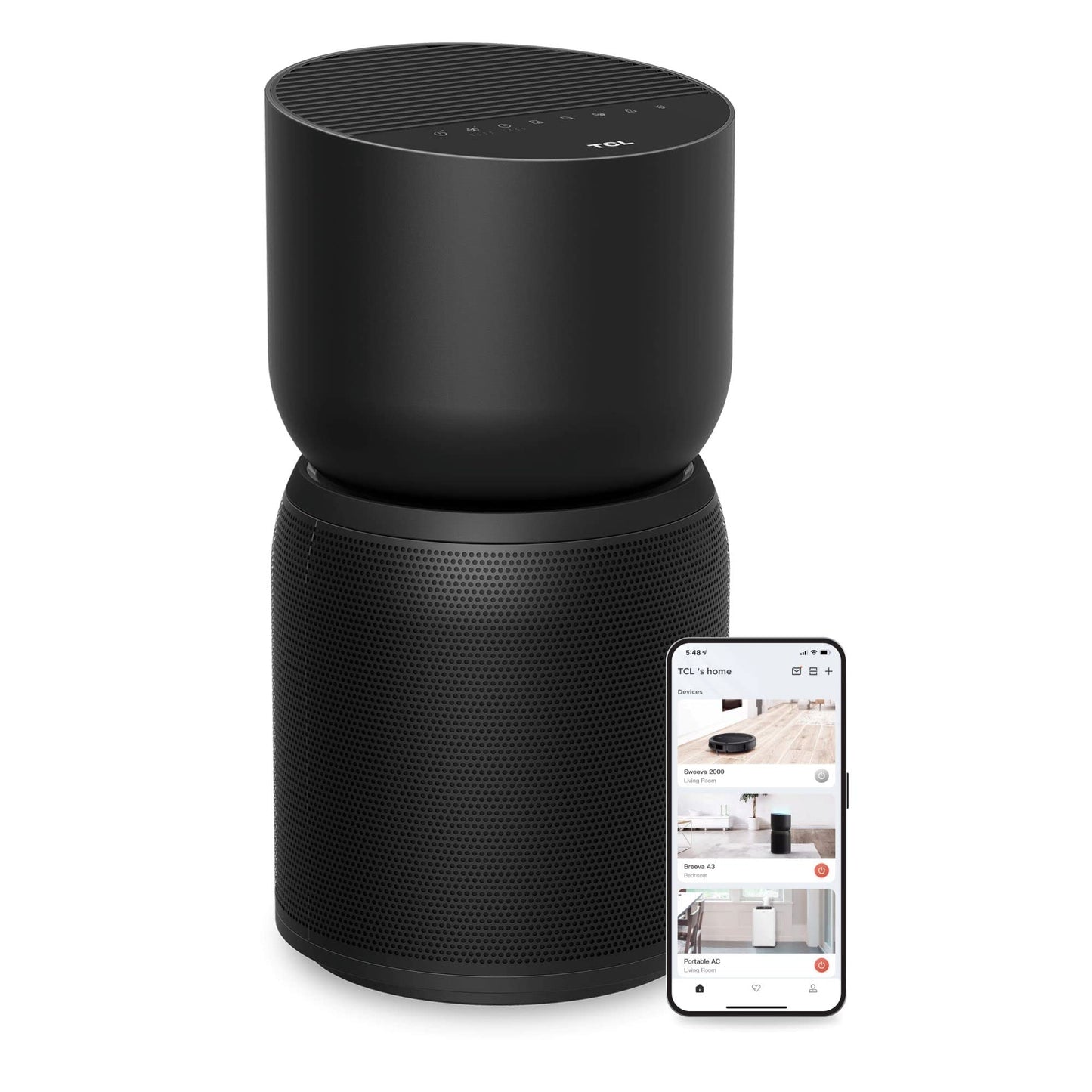 TCL Breeva A3 Smart Air Purifier with 5-Stage Clean, True HEPA (H13), Removes 99.97% of Dust/Bacteria/Odors & More, App & Voice Control, Auto Shield
