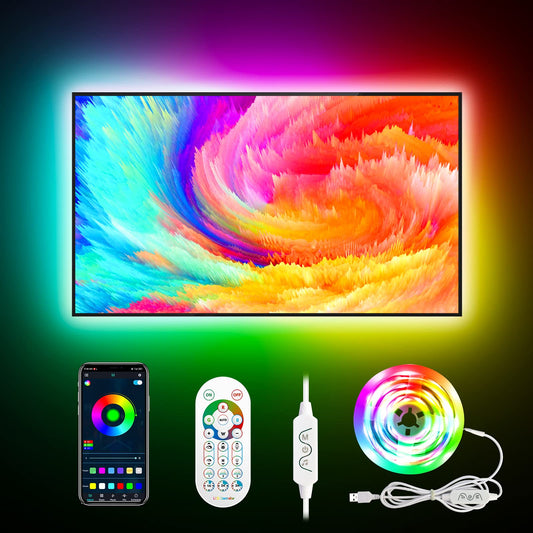Daymeet TV Led Backlight,13.1ft RGBIC LED Lights for TV USB TV Led Light Strip for 50-55 inch TV/Monitor Behind Lighting, Rainbow Color Led TV Lights