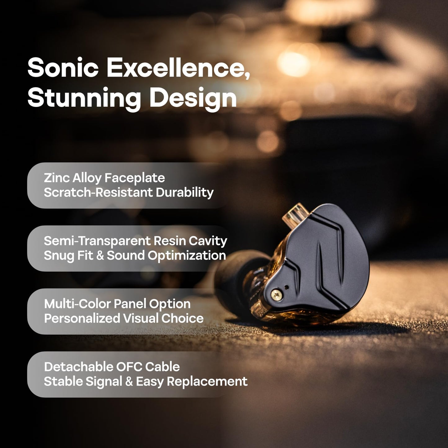 Linsoul KZ ZSN Pro Dual Driver 1BA+1DD Hybrid Metal Earphones HiFi in-Ear Monitor with Detachable Recessed 2Pin Cable, Zin Alloy Panel (Without Mic