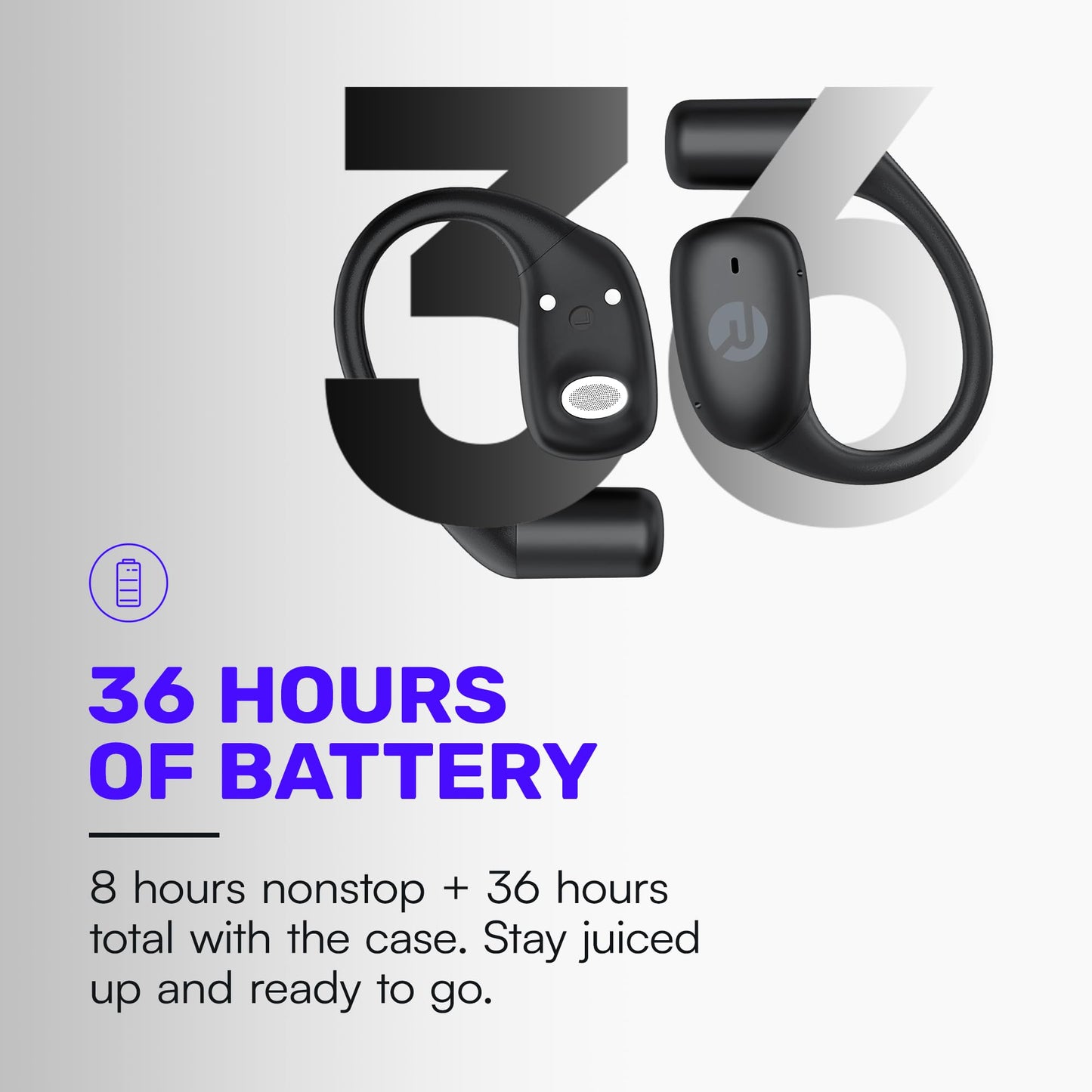 Raycon Essential Open Ear Earbuds - Open Ear Headphones, Earbuds Wireless Bluetooth, Sweat & Water-Resistant Earphones, Running Headphones