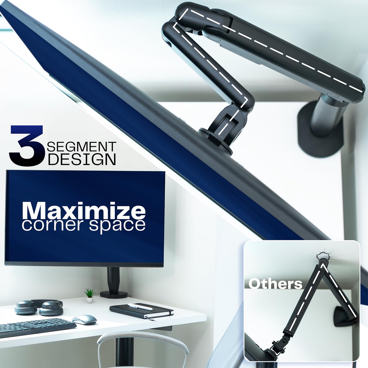 VIVO Flexible Mechanical Arm Single Ultrawide Monitor Desk Mount for Up to 35 inch Screens, Heavy Duty Clamp, Holds Ultra Wides Up to 24.2 lbs, Black