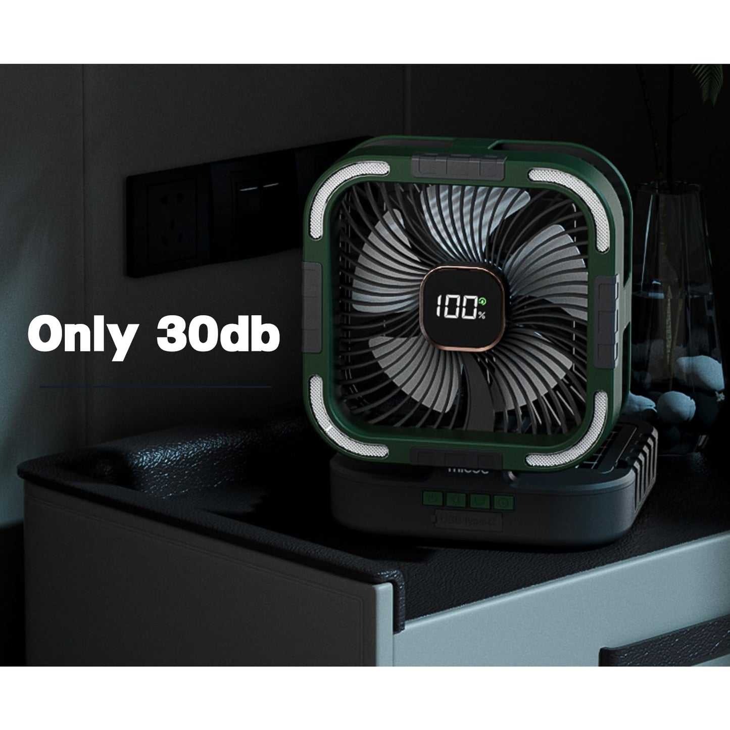 YUHANG Solar Powered Fan,Foldable Camping Fan,With Power Indicator/6h Timer/LED Ideal Table And For Tents,Homes And Outdoor Adventures,10000mAh