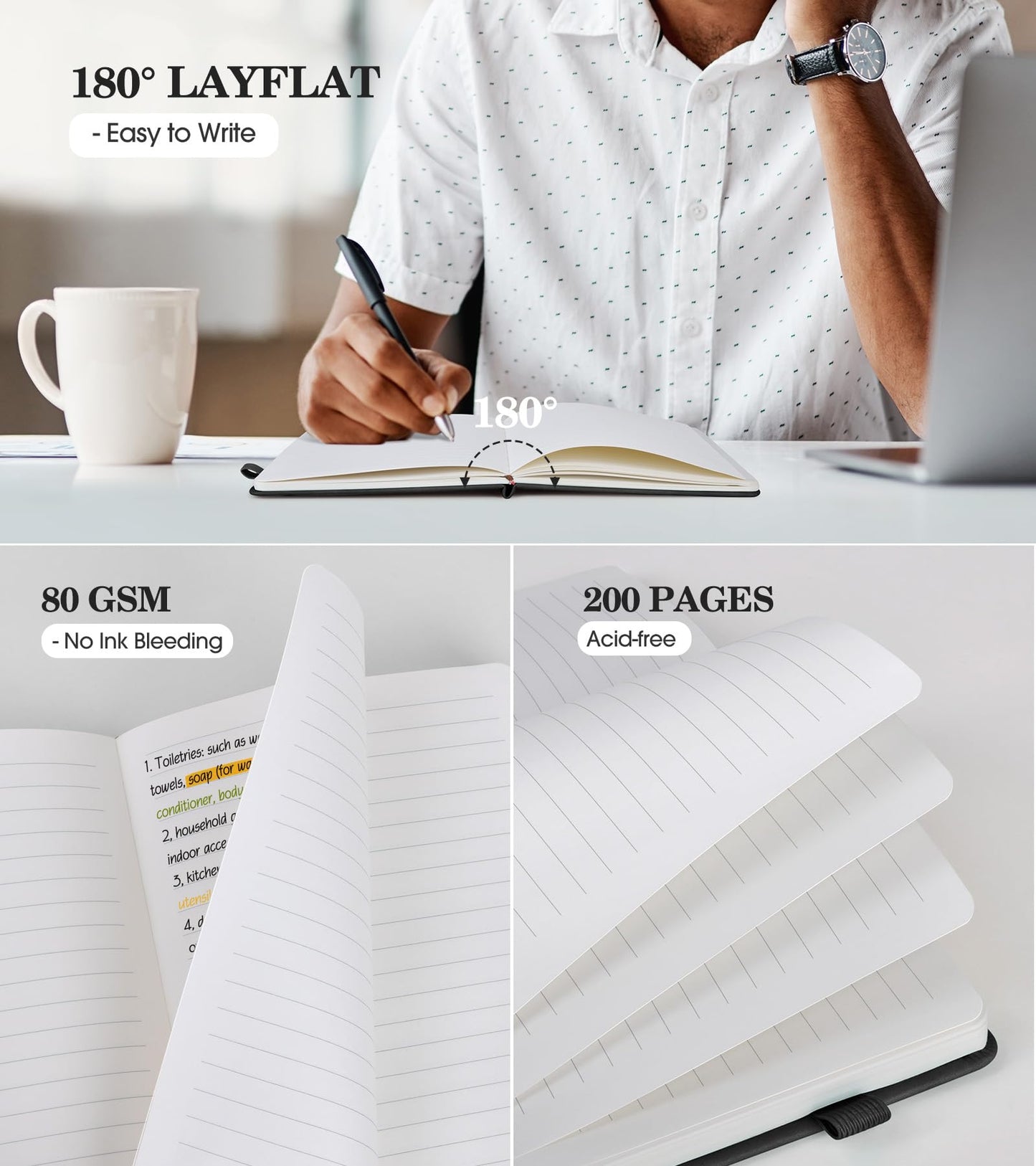 Dotted Journal Notebook for Women Men, A5 Hardcover Dot Grid Notebook Journal for Writing with 256 Pages Thick Dotted Paper, , Leather Journal Dot