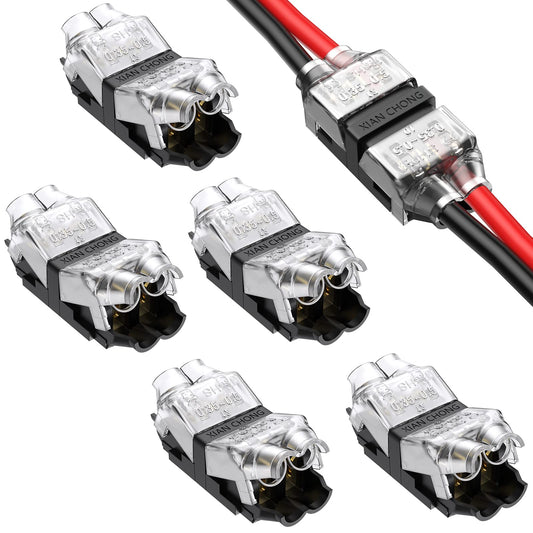EMITEVER Low Voltage Wire Connectors, 6 Packs Wire to Wire Connector, 2 Way Automotive Wire Connectors, 2 Pins, Works with 22, 20, and 18 AWG Gauge
