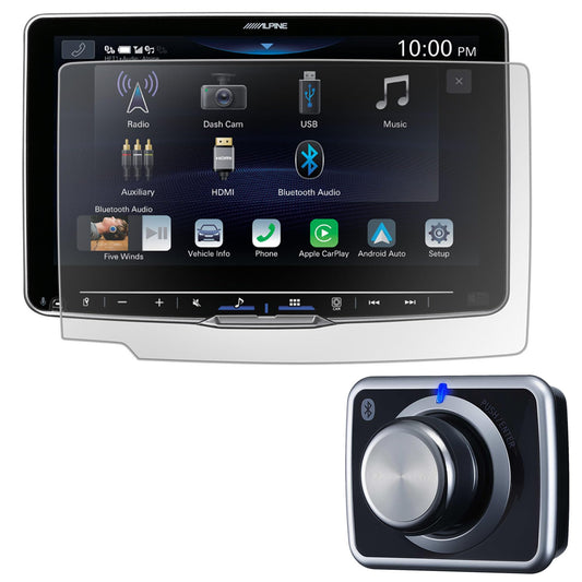 Alpine KAE-HF9DA Anti-Reflective Screen Protector for iLX-F509 & RUX-H02 Next-Gen Remote Bass Knob for Halo Display