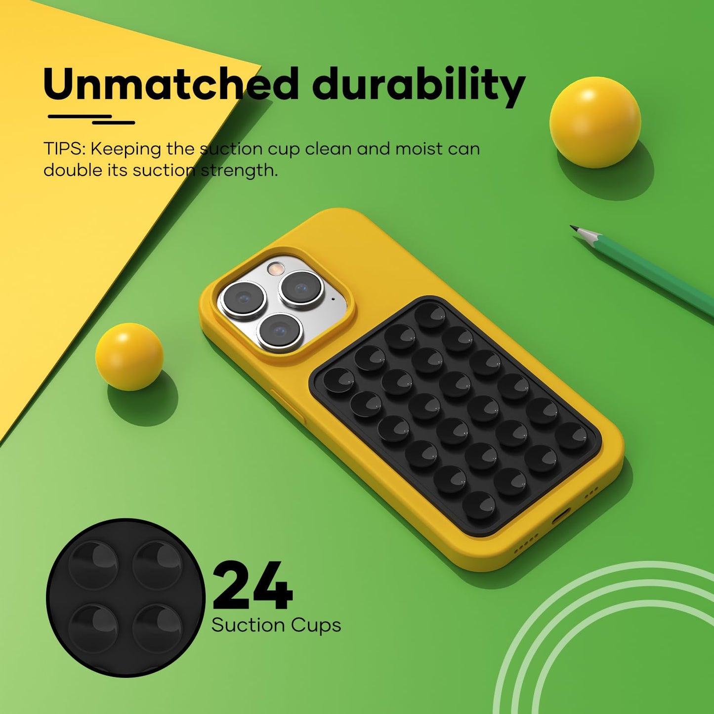 Silicone Phone Sticky Grip, Suction Phone Case Mount for iPhone and Android, Hands-Free Sticky Cell Phone Grip, Mobile Fidget Mirror Holder
