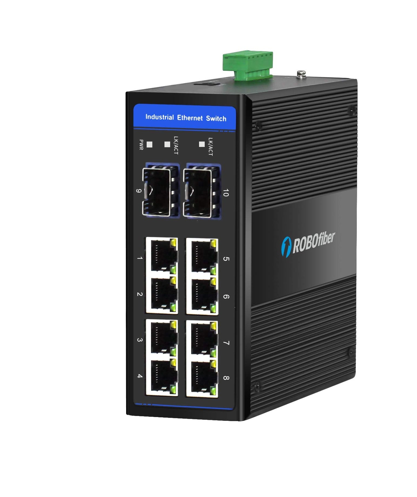 HGW-808S - 8x RJ45 + 8x SFP ports Gigabit Ethernet Industrial fiber switch, DIN rail mount, -40 to +75 Celsius