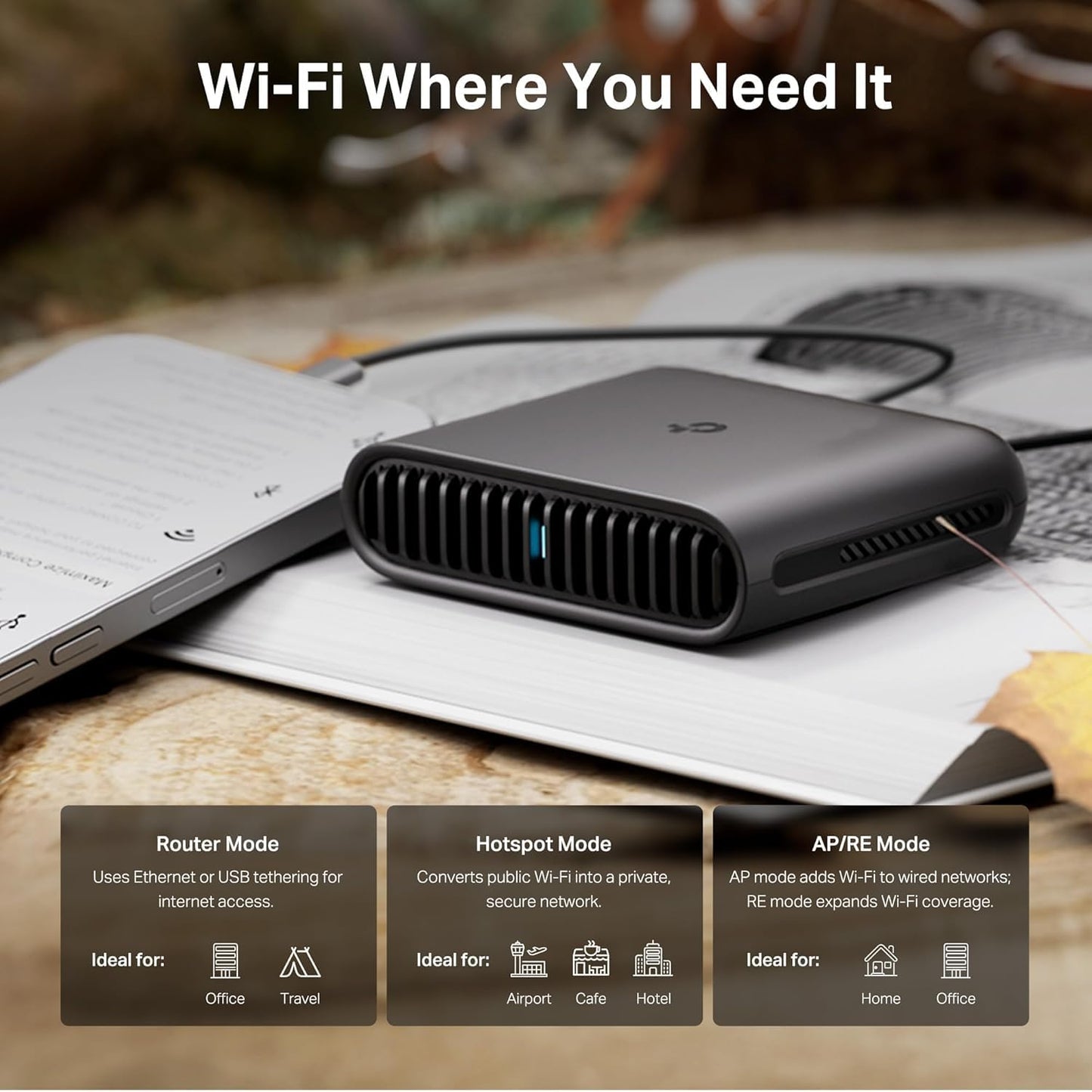 TP-Link Roam 6 AX3000 Dual-Band Wi-Fi 6 Travel Router - Multi-Gig Portable, OpenVPN, WireGuard, Public Network Sharing, Hotel/Cruise Approved, Phone