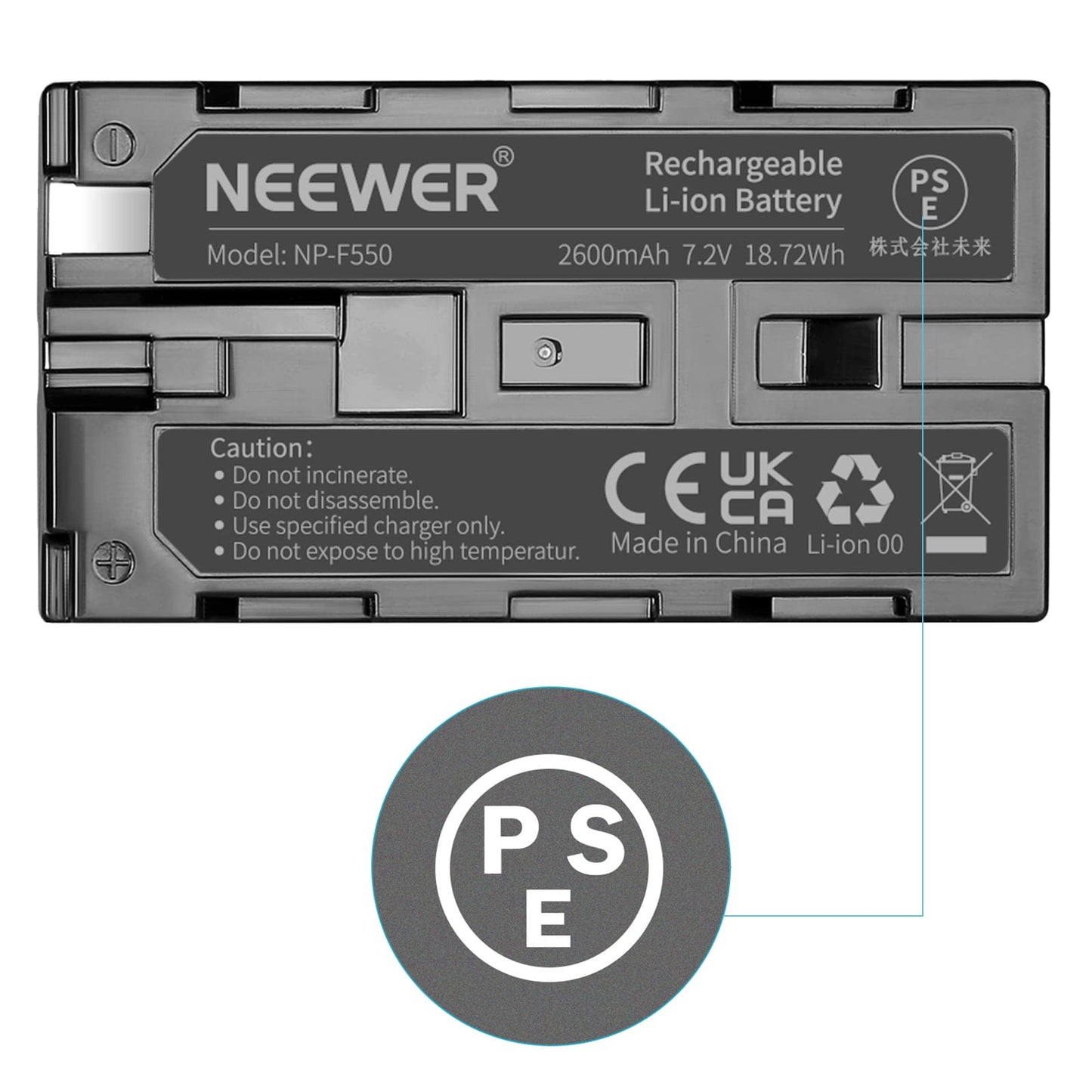 Neewer 7.2V 2600mAh Rechargeable Li-ion Battery Pack Replacement for Sony NP-F550/570/530 Compatible with Sony HandyCams Polaroid Other LED On-Camera