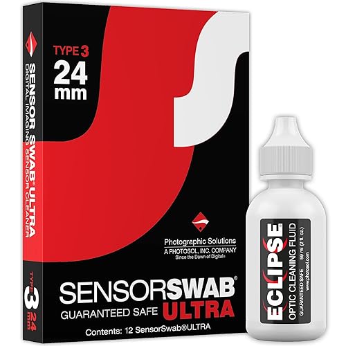 Senor Cleaning Kit - 24mm Sensor Swab (12 Swabs) for Cleaning Full Frame Sensors and Eclipse Sensor Cleaning Application with Dropper Tip (59ml) 2oz