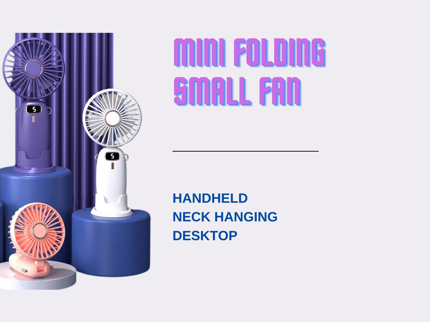 ICONIUM Mini Handheld Fan, USB Rechargeable 5-Speed Foldable Personal Fan, Portable 90° Adjustable Desk Fan (WHITE)