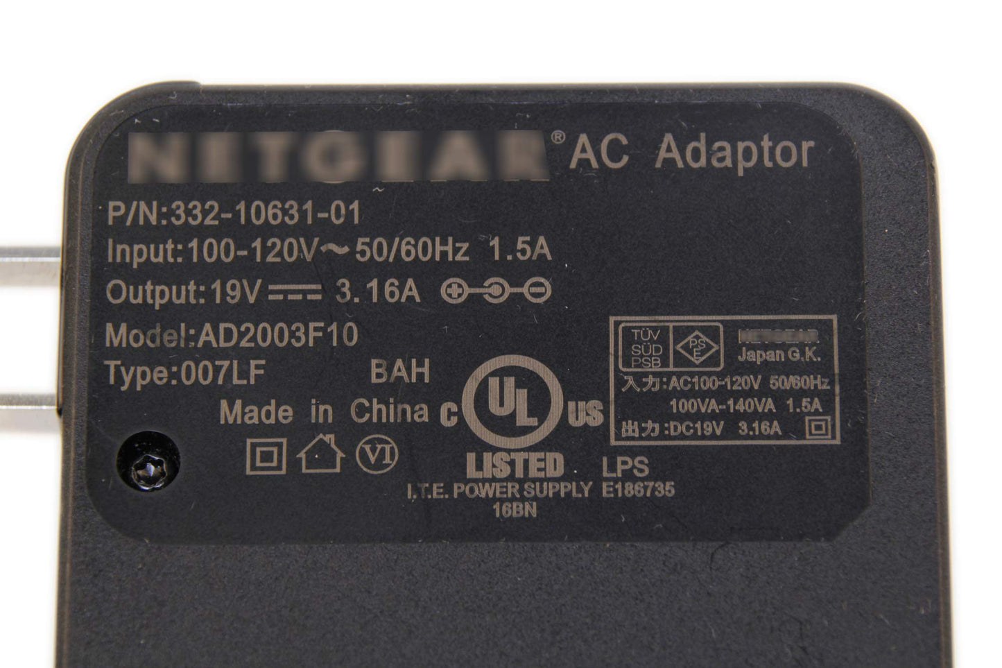 332-10631-01 AD2003F10 19V 3.16A Power Supply AC Adapter for Netgear Nighthawk WiFi Router