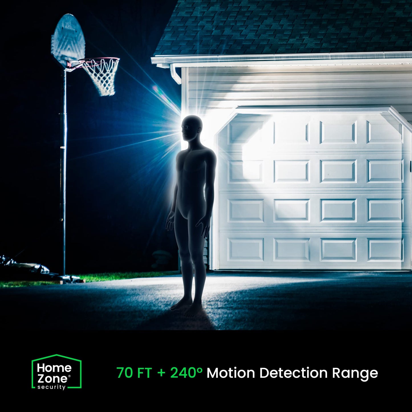 Home Zone Security 3500 Lumen LED Motion Sensor Light - Outdoor Weather Resistant Triple Head 5000K Security Light with Dusk to Dawn Mode and Easy