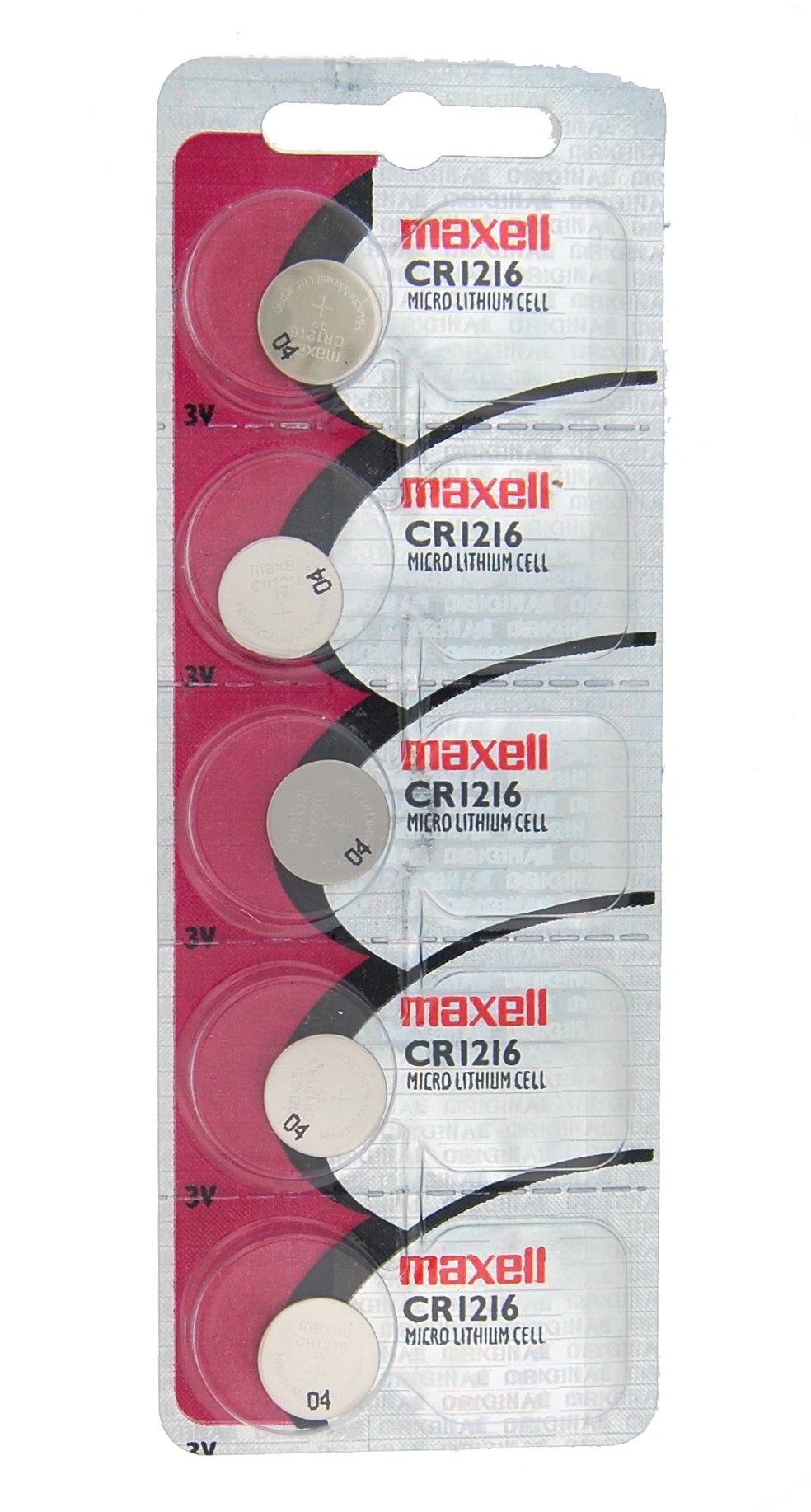 Maxell Lithium Battery CR1216 Pack of 5 Batteries