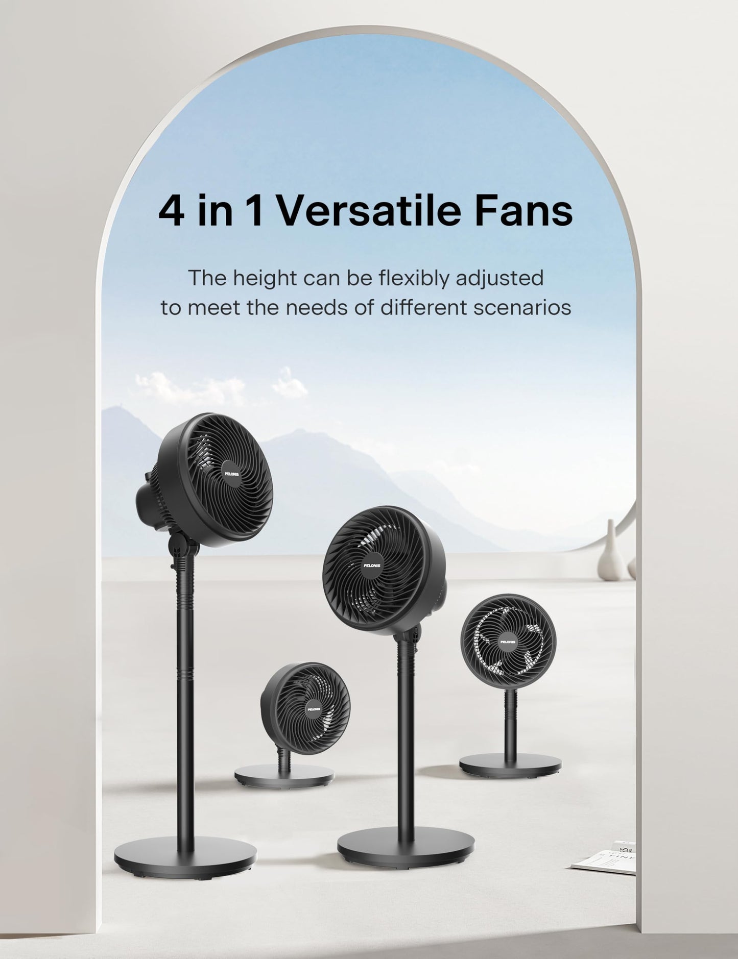 PELONIS 7-Inch Air Circulator Fan for Bedroom, 75°+90° Oscillation, Black