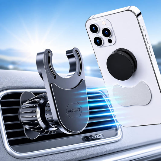 MCCHJoy 2X-Hold Magnetic Car Mount for PopSockets, Easy to Install Air Vent Mount, Adjustable and Secure, Fits All Phones All Socket Grips, Upgraded