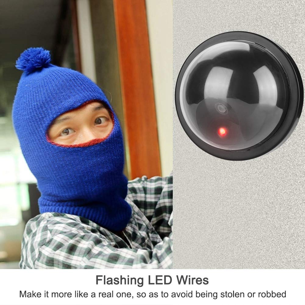 ASHATA Fake Security Camera, MR-02Y Dummy Fake Dome Surveillance Security Camera Simulated Decoy Camera Fake Camera with 1pc Flashing LED Light