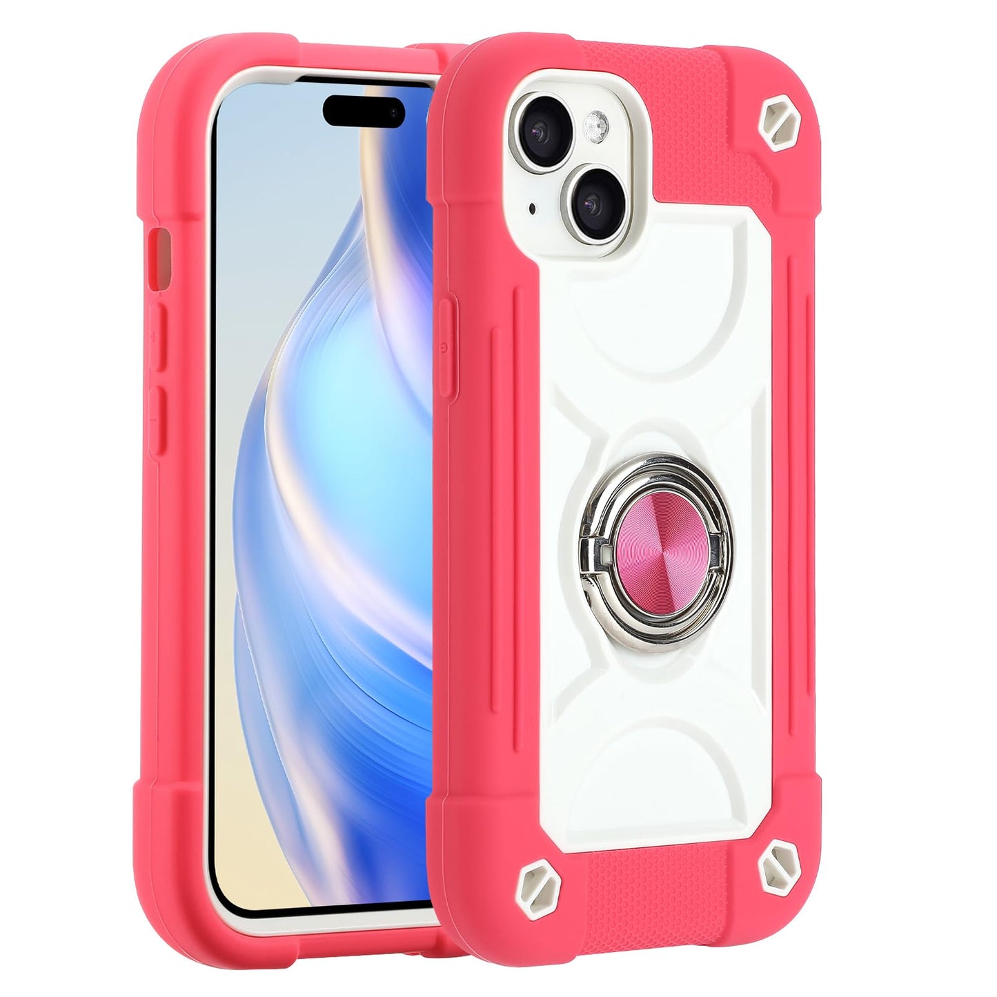 MARKILL Compatible with iPhone 15 Plus Case 6.7 Inch with Rotate Ring Stand, Military Grade Drop Protection Full Body Rugged Heavy Duty Protective
