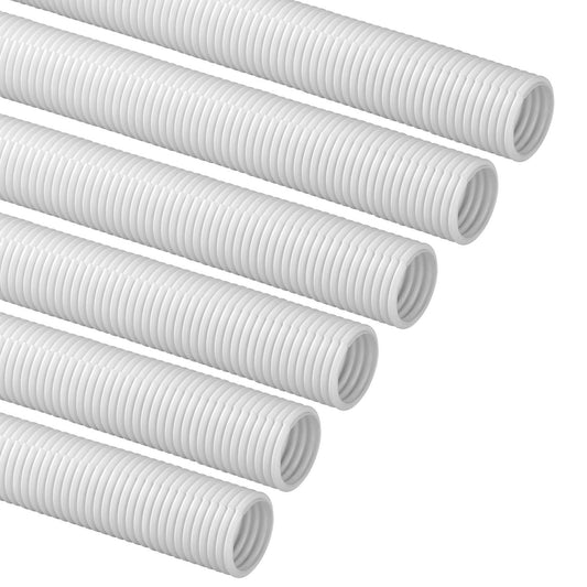 D-Line White 43in Cable Sleeve 6-Pack, Flexible Wire Protector Tubing, Split Electrical Conduit, Plastic PC Cable Management Tube, Cord Sheath, TV