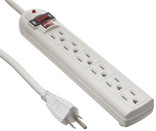 Morris Products 89034 6 Outlet Power Strip Surge Protector, 12' Length, 270 Joules