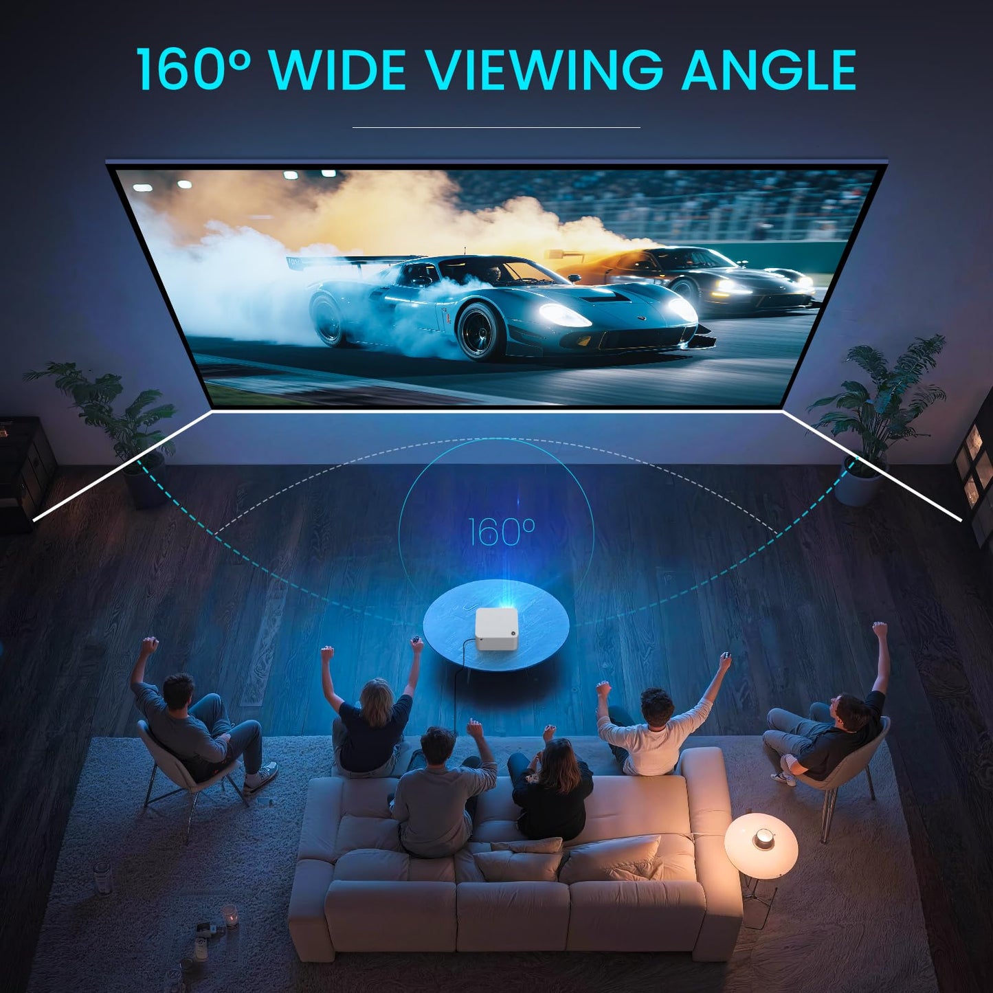 [Built-In App Smart Projector and Fresnel 85% ALR Screen] Daylight Screen 1.8dB Gain 100% sRGB Support 8K/4K 75", Home Theater Projector Auto Focus