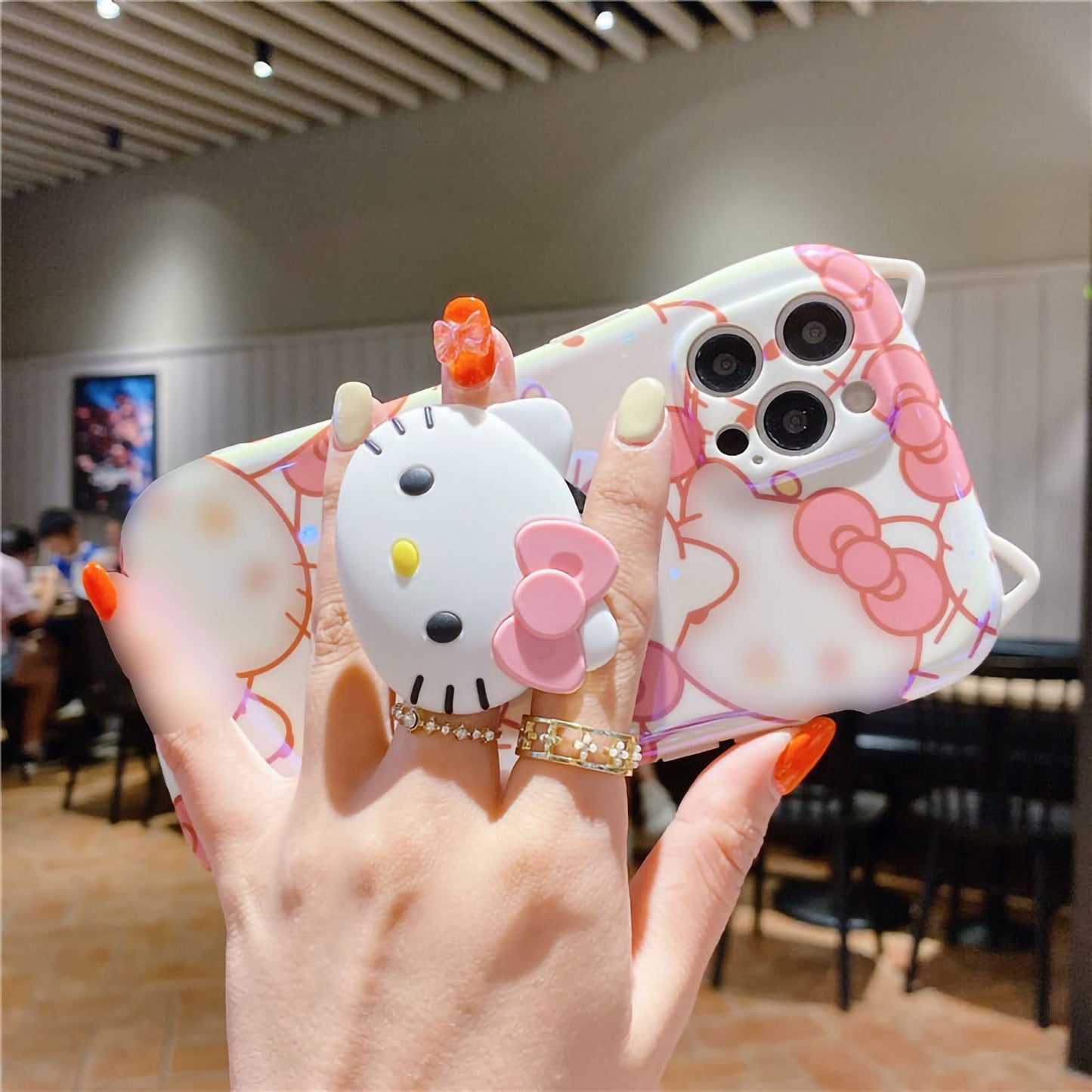 Cat Phone Grip for Kindle & iPhone & Tablet, Kawaii 3D Kitty Phone Holder Stand, Cute Kindle Accessories, Cellphone Charm and for Girls Women