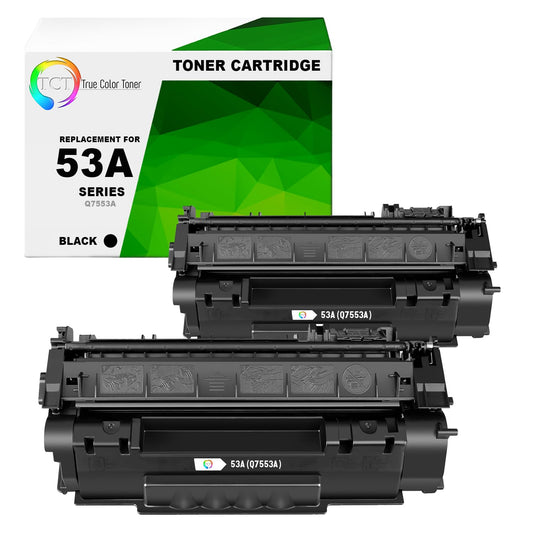TCT 53A Toner Cartridge 2 Pack - Compatible Replacement for HP 53A Q7553A Black Works with HP LaserJet P2014 P2014N P2015D P2015N P2015DN Printers