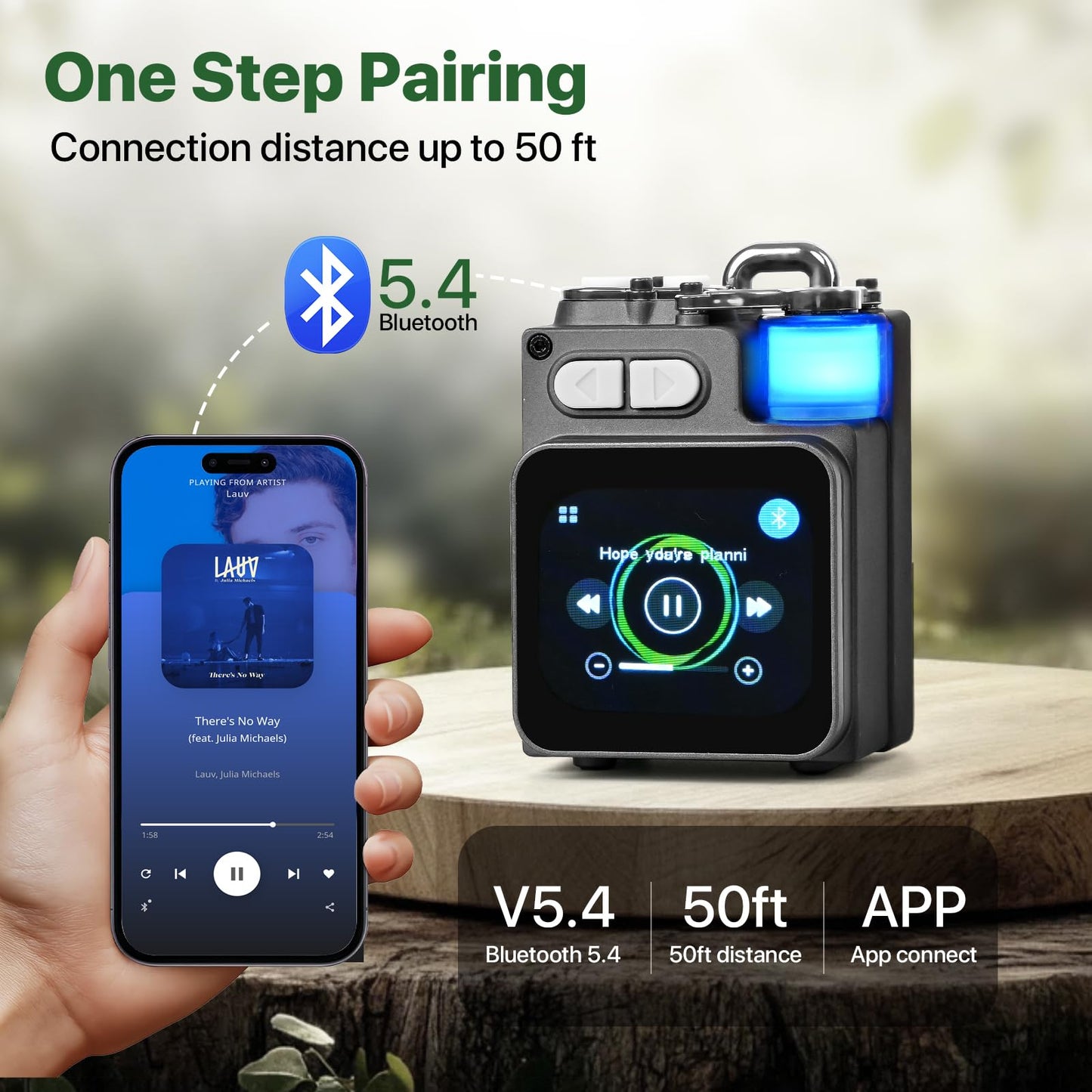 Mini Bluetooth Speaker, Smart Wireless Portable Speaker with Touchscreen, Loud HD Sound, LED Lights, BT5.4, All In One Small Audio