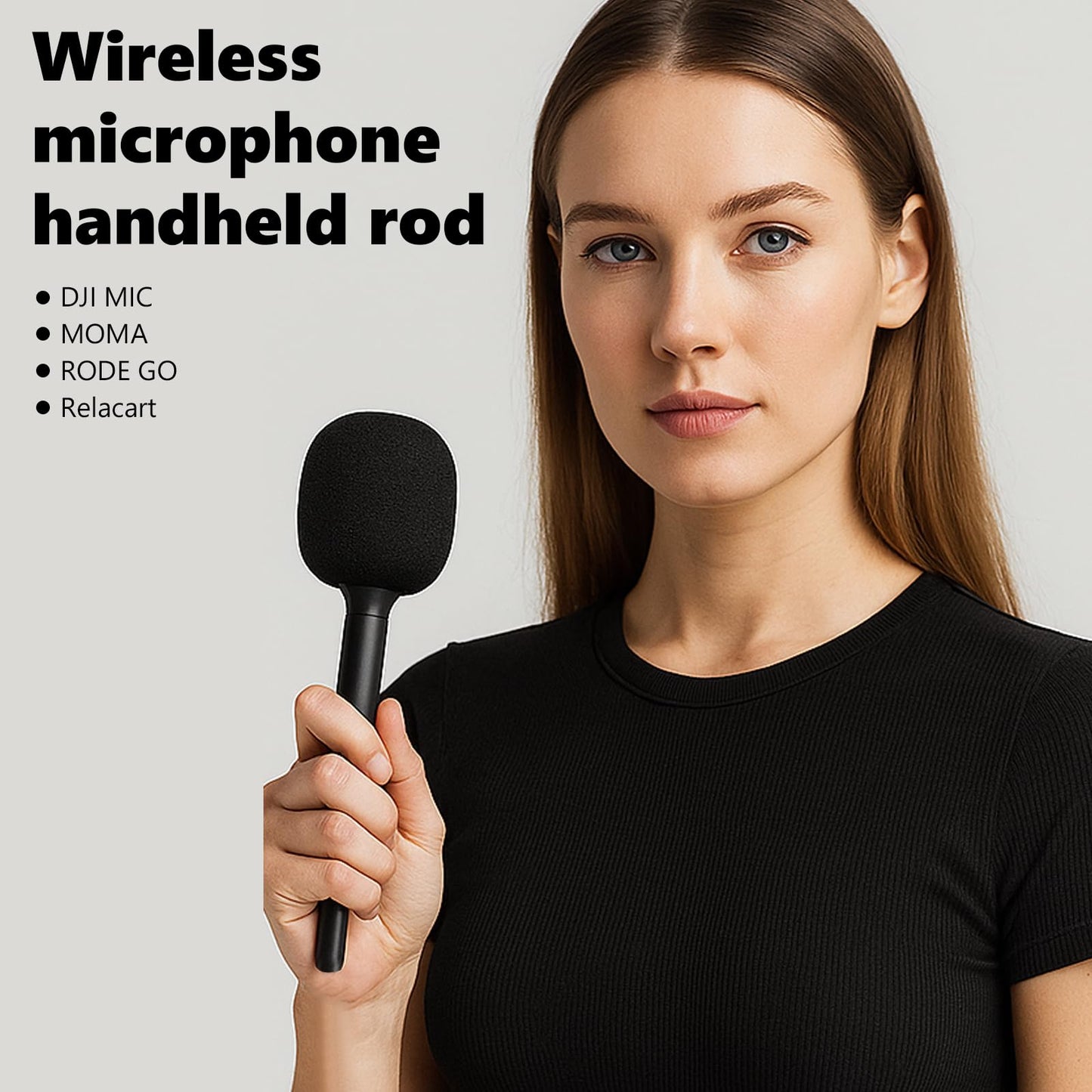 DJI Mic Holder Microphone Stand Handheld Interview Mic Holder for RODE & DJI Wireless GO,Compatible with Lavalier Rigs, Flag Stations, Vlogging