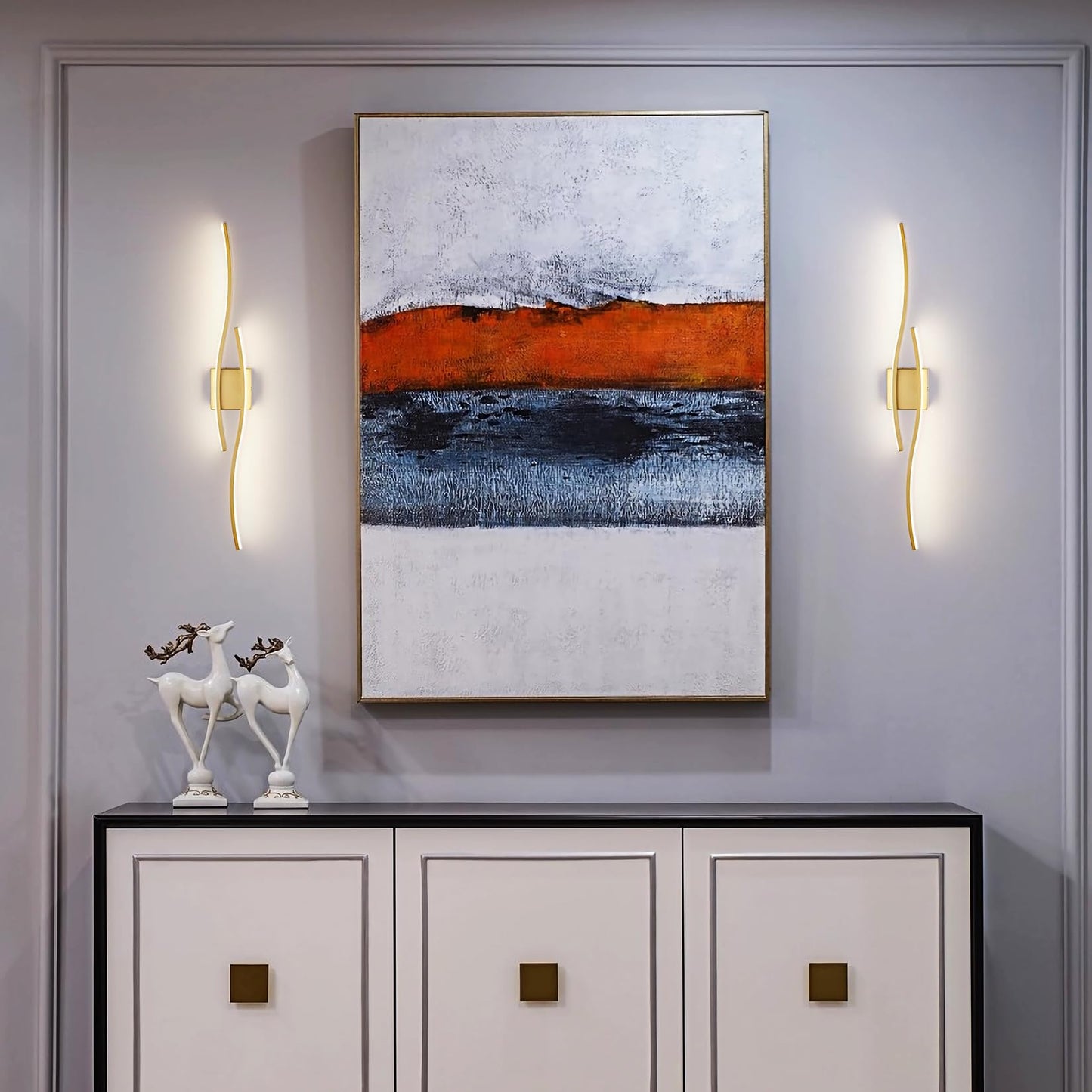 Fang Yan Mei Modern Wall Sconces, Gold Wall Light Fixtures for Bedroom,3000K-6000K LED Wall Light for Living Room, Hallway, Bedroom