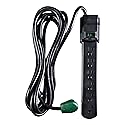 Power By GoGreen Go Green Power Inc. 6 Outlet Surge Protector, Black, 6ft Cord - 250 Joules, Circuit Breaker, Mountable, Great for in-Home Use