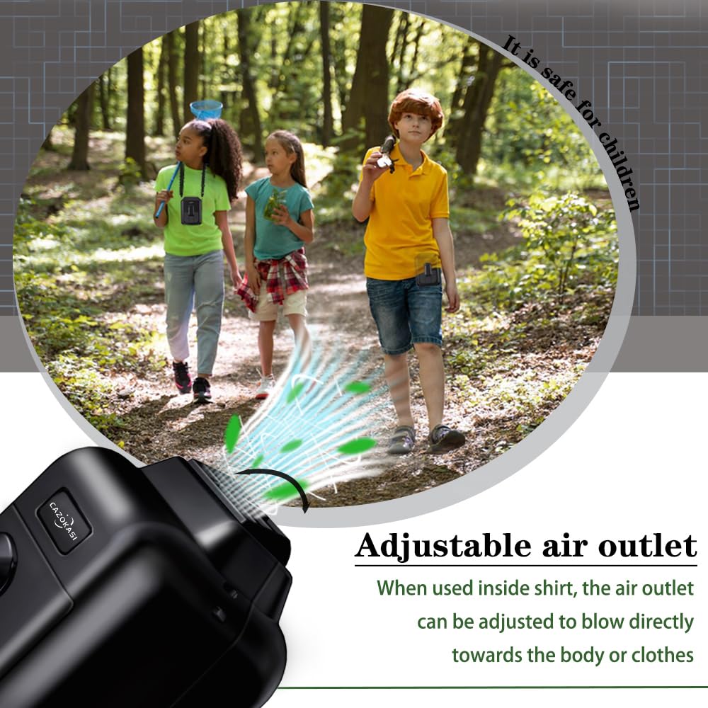 CAZOKASI Upgrade Waist Clip Fan Wearable Fan Portable Cooling and Heatstroke Prevention Fan (Industrial orange black) (Black / 8000mAh)