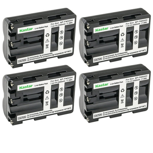 Kastar Battery (4-Pack) for Sony NP-FM500H and DSLR-A100, A200, A300, A350, A450, A500, A550, A560, A580, A700, A850, A900, Alpha SLT A57, A58, A65