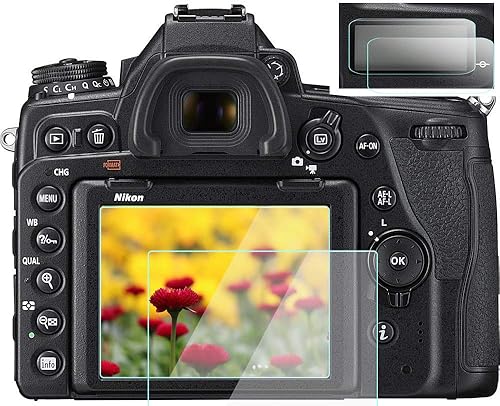 WH1916 D750 Screen Protector for Nikon D780 D750 Camera (2 Top & 2 LCD Screen), 9H Tempered Glass Anti-Scrach Anti-Bubble Anti-Dust (4 Packs)