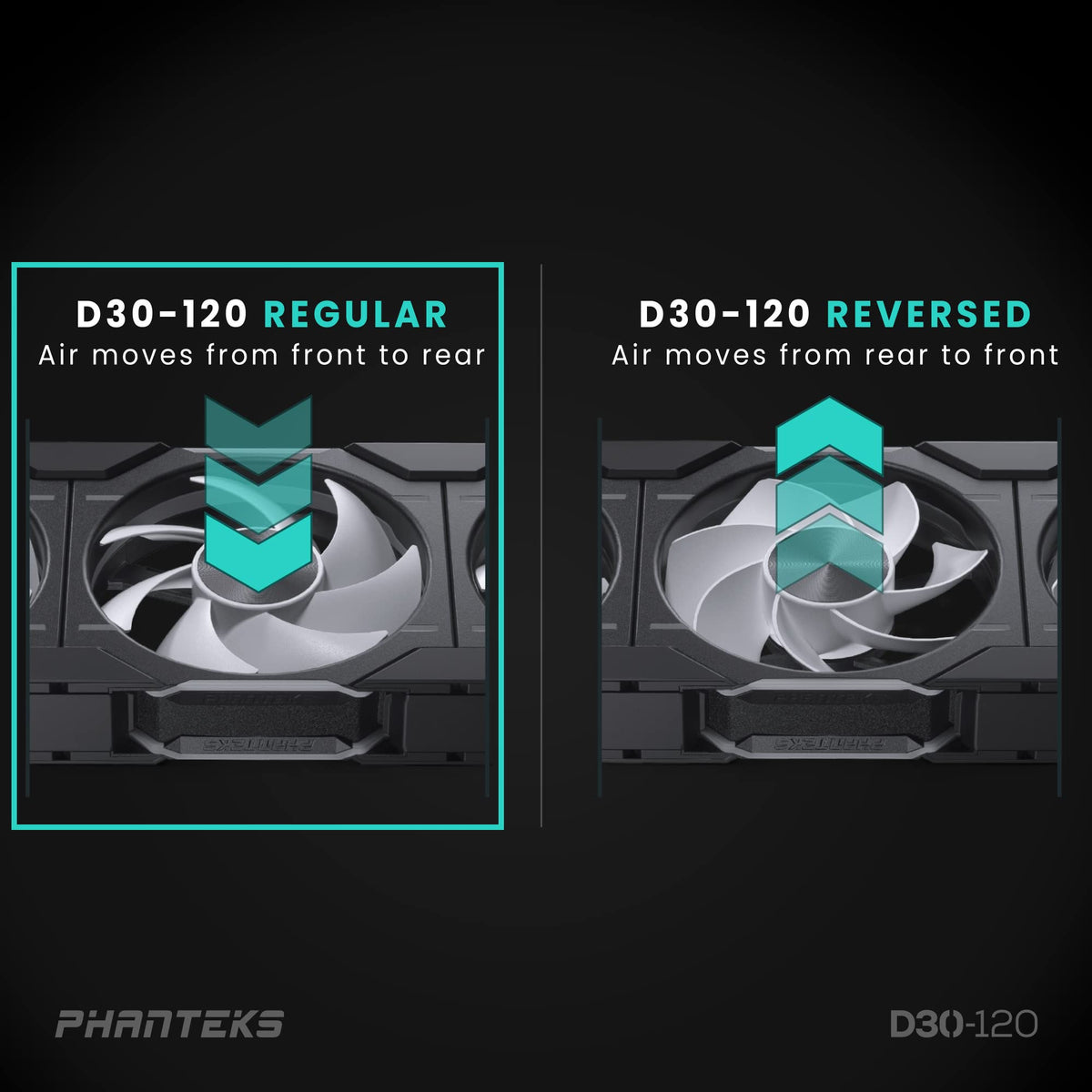 Phanteks D30 120mm ARGB PWM PC Case Fan, Daisy-Chain, Black