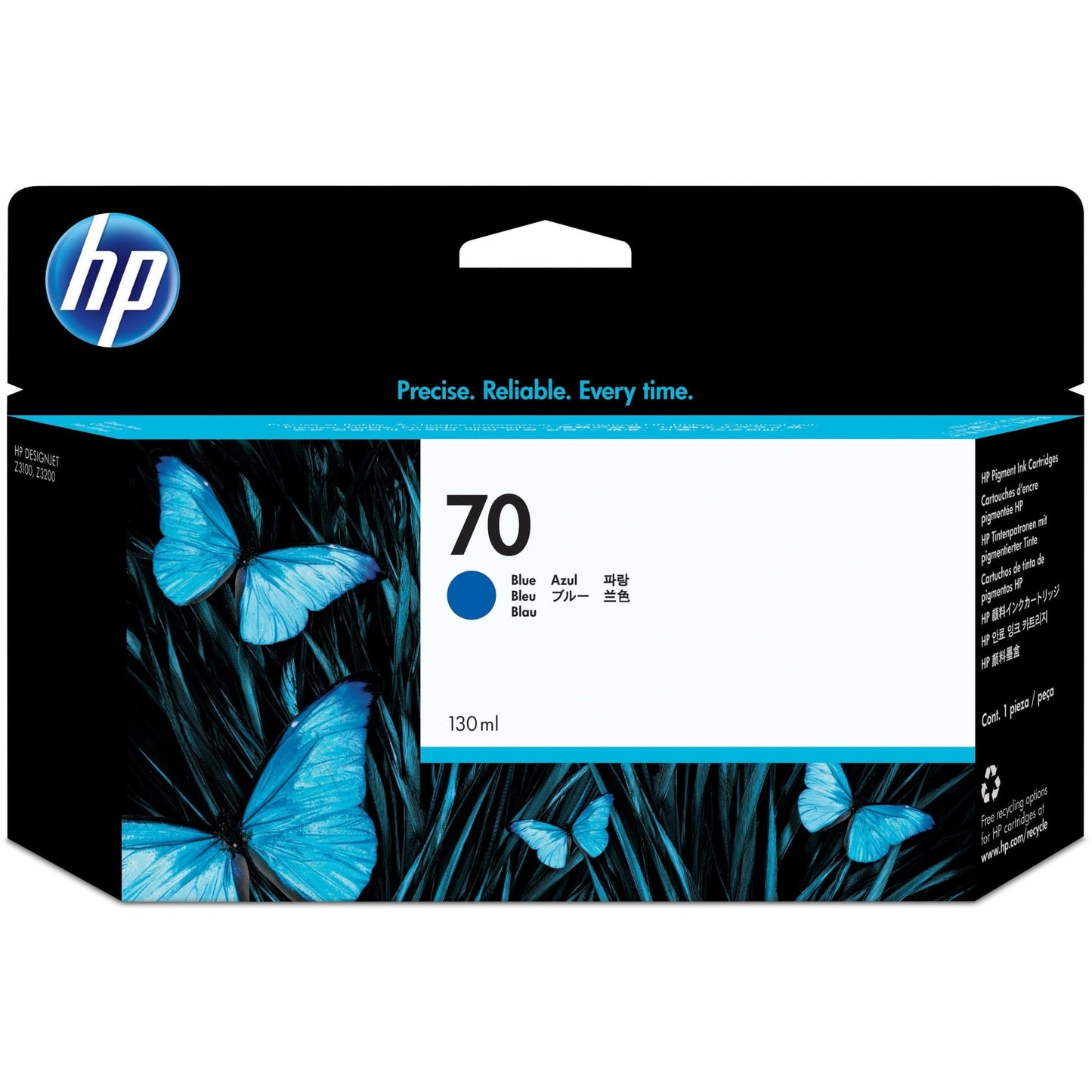 HP 70 Blue 130-ml Genuine Ink Cartridge (C9458A) for DesignJet Z3200 & Z3100 Large Format Printers